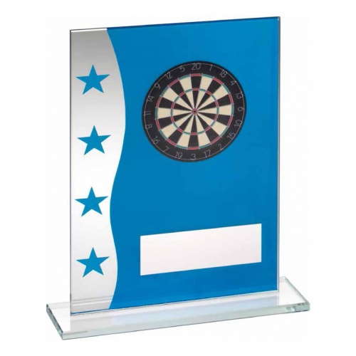 Blue & Silver Glass Darts Plaque - Awards Trophies Supplier