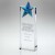 Clear Glass Wedge Award with Blue Glass Star