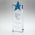 Clear Glass Wedge Award with Blue Glass Star