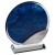 Blue Marble Backed Clear Glass Circle With Silver Detail