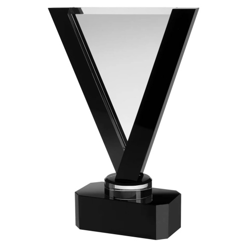 Clear & Black Crystal V-Shape Award Trophy