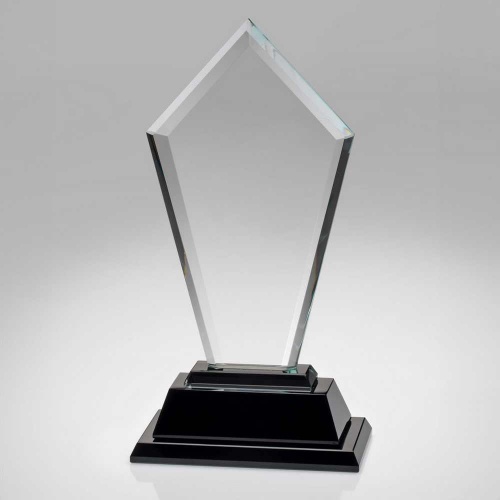 Peaked Glass Plaque Award on Stepped Base