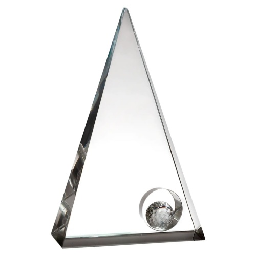 Crystal Golf Trophy Triangle Plaque with Cut Out