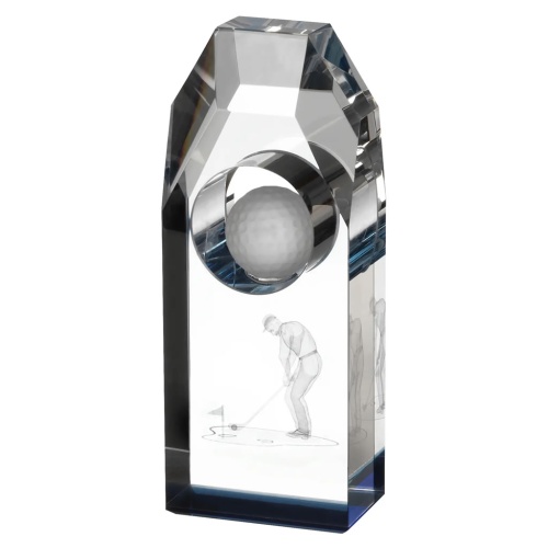 Crystal Golf Block with 3D Golfer Figure & Ball