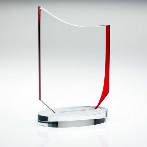 Clear & Red Glass Curved Top Plaque