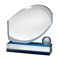 Clear & Blue Crystal Golf Trophy AC218