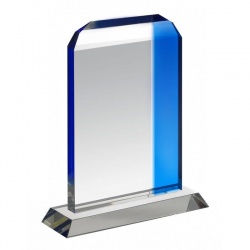 Clear & Blue Glass Plaque 16.5cm Tall