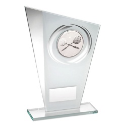 Squash Glass Plaque Trophy in White & Silver